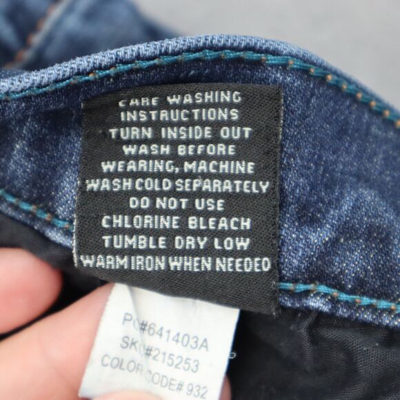 RS Pants Mens 32 Blue New York Slim Straight Mid Rise Zip Dark Wash Denim Jeans - Picture 5 of 16